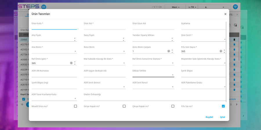Steps WMS Ürün Tanımlama
